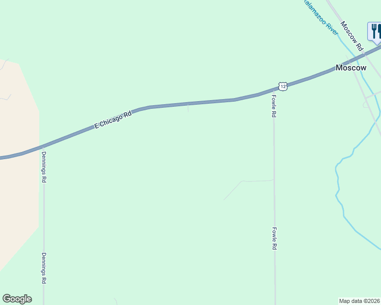 map of restaurants, bars, coffee shops, grocery stores, and more near 6635 East Chicago Road in Jonesville