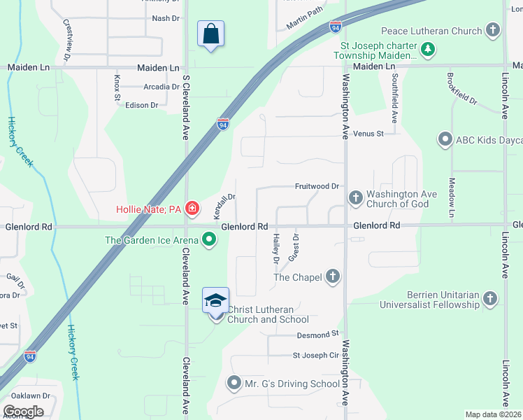 map of restaurants, bars, coffee shops, grocery stores, and more near 1509 West Glenlord Road in St. Joseph