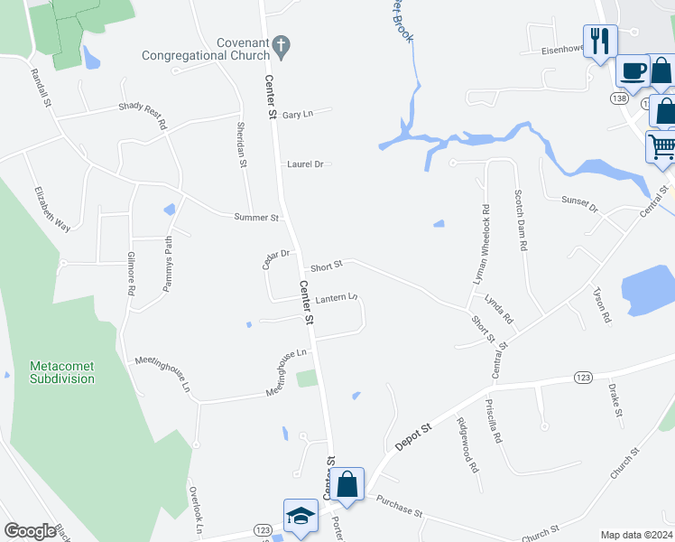 map of restaurants, bars, coffee shops, grocery stores, and more near 104 Short Street in Easton
