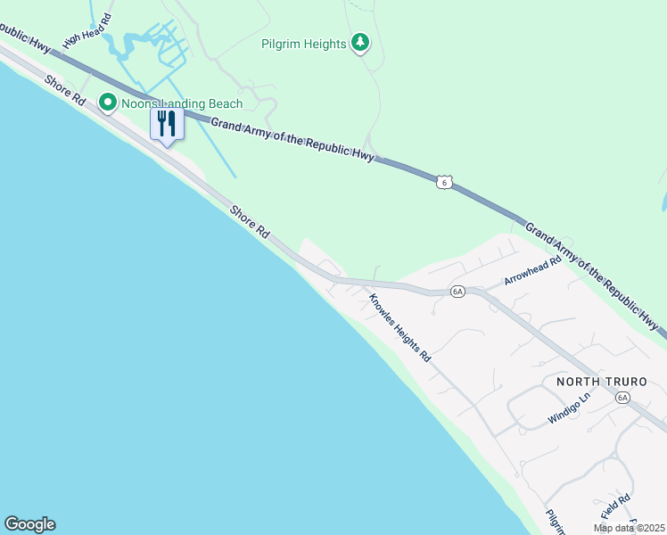 map of restaurants, bars, coffee shops, grocery stores, and more near 179 Shore Road in Provincetown