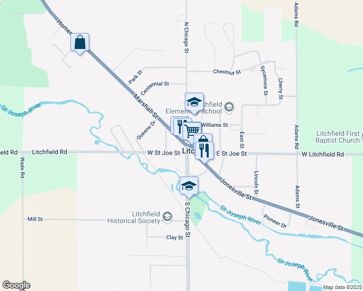 map of restaurants, bars, coffee shops, grocery stores, and more near 126 Marshall Street in Litchfield