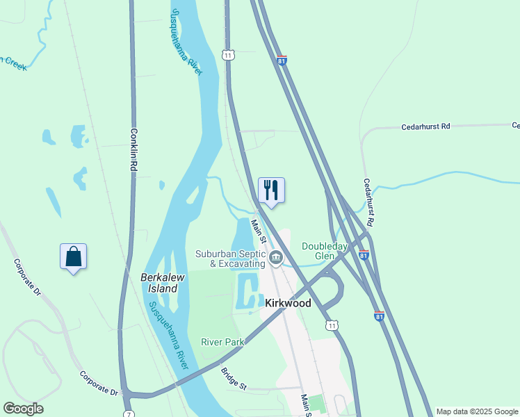 map of restaurants, bars, coffee shops, grocery stores, and more near 1644 Kirkwood Avenue in Kirkwood