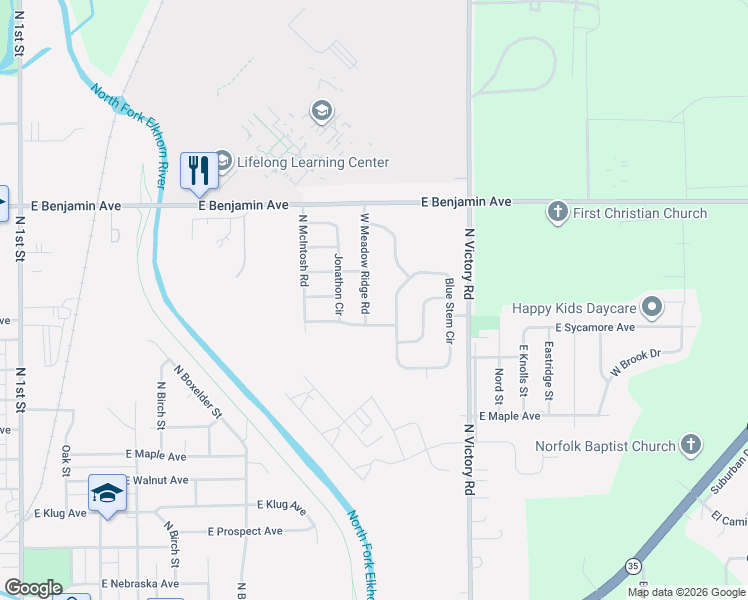 map of restaurants, bars, coffee shops, grocery stores, and more near 1000 Jonathon Circle in Norfolk