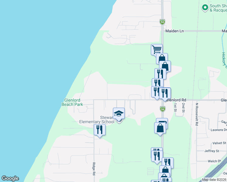 map of restaurants, bars, coffee shops, grocery stores, and more near 2800 Edgewood Path in St. Joseph