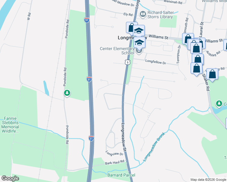 map of restaurants, bars, coffee shops, grocery stores, and more near 24 Birnie Road in Longmeadow