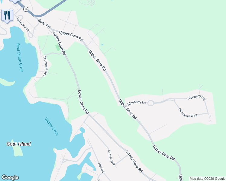 map of restaurants, bars, coffee shops, grocery stores, and more near 69 Upper Gore Road in Webster