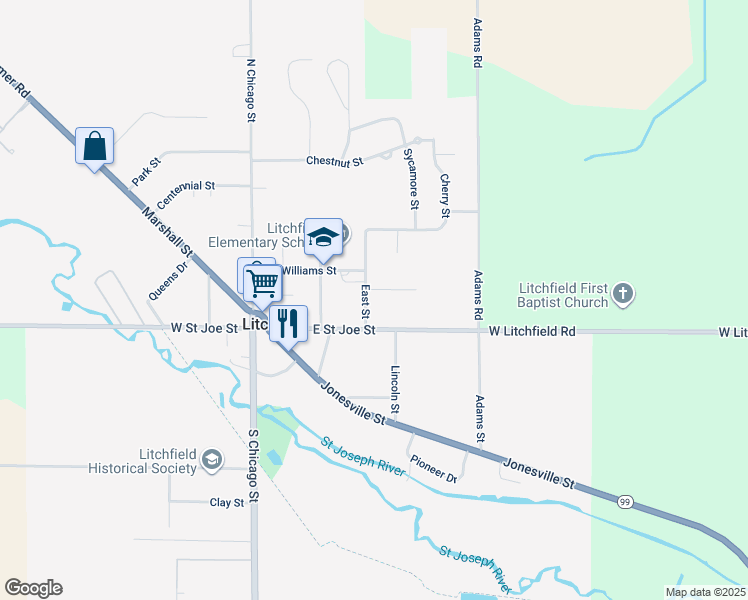 map of restaurants, bars, coffee shops, grocery stores, and more near 113 Teal Drive in Litchfield