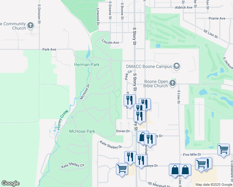 map of restaurants, bars, coffee shops, grocery stores, and more near 1000 Francis Mason Drive in Boone