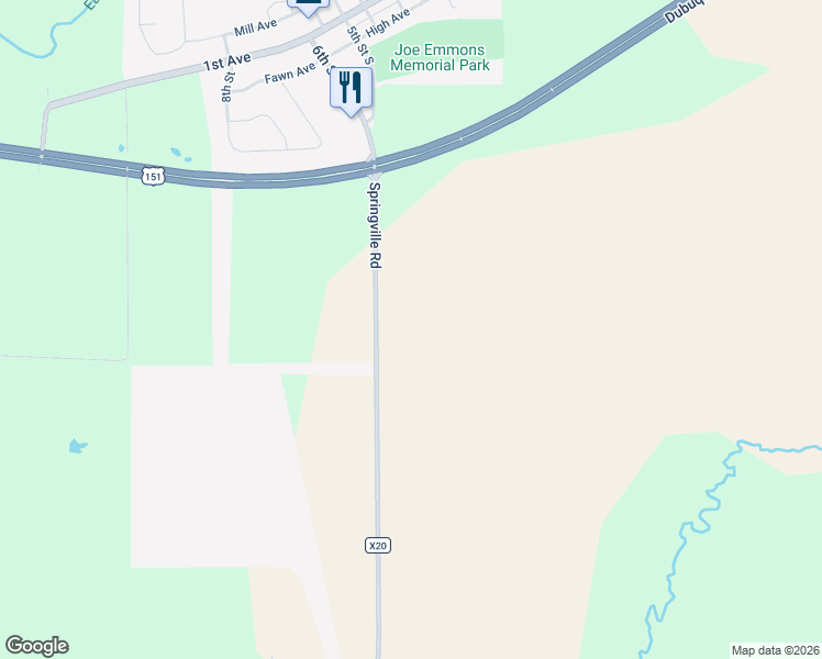 map of restaurants, bars, coffee shops, grocery stores, and more near in Springville