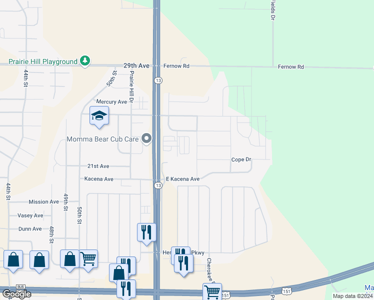 map of restaurants, bars, coffee shops, grocery stores, and more near 2205 Bison Court in Marion