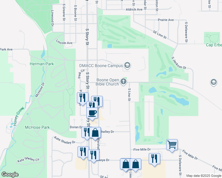 map of restaurants, bars, coffee shops, grocery stores, and more near 1130 Hancock Drive in Boone