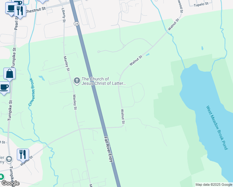map of restaurants, bars, coffee shops, grocery stores, and more near 370 Walnut Street in West Bridgewater