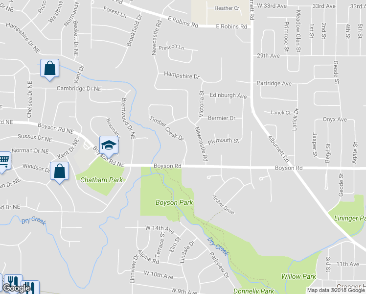 map of restaurants, bars, coffee shops, grocery stores, and more near 2110 Timber Creek Drive in Marion