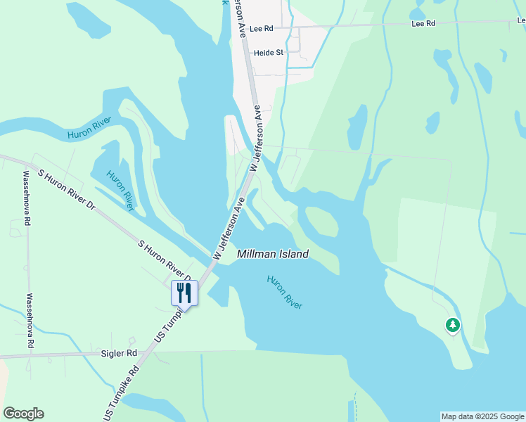 map of restaurants, bars, coffee shops, grocery stores, and more near 15681 Milliman Road in Brownstown Charter Township