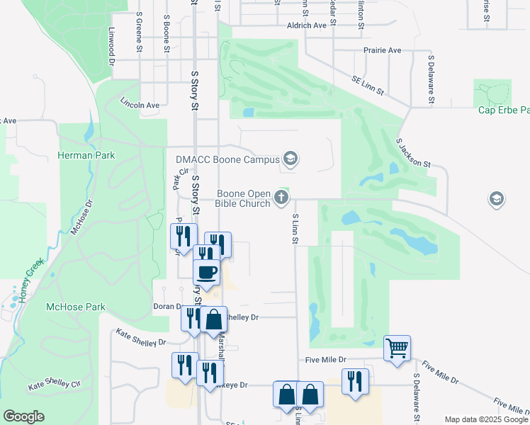 map of restaurants, bars, coffee shops, grocery stores, and more near 1130 Hancock Drive in Boone