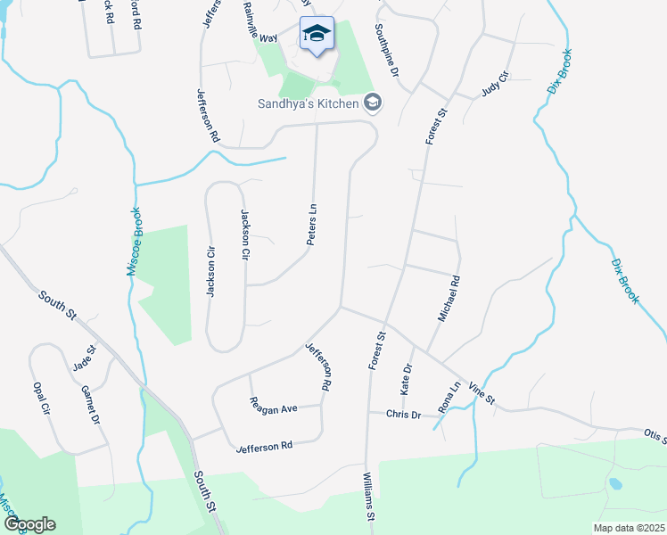 map of restaurants, bars, coffee shops, grocery stores, and more near 57 Jefferson Road in Franklin
