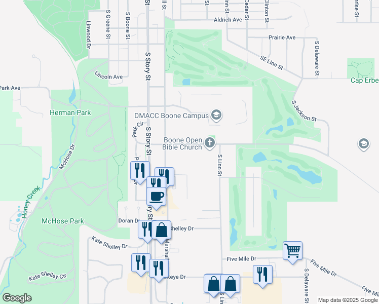 map of restaurants, bars, coffee shops, grocery stores, and more near 1130 Hancock Drive in Boone