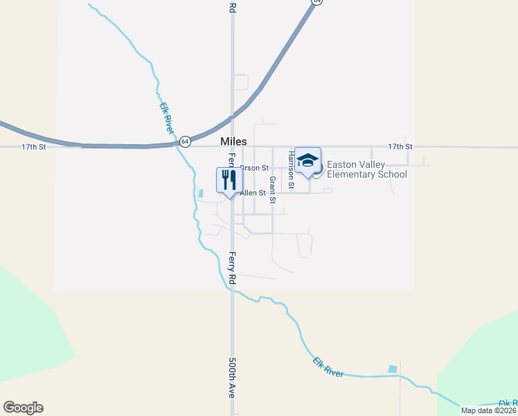 map of restaurants, bars, coffee shops, grocery stores, and more near Forrest Street in Miles