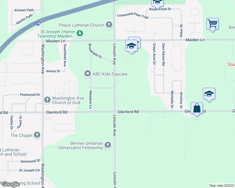 map of restaurants, bars, coffee shops, grocery stores, and more near 3995 Lincoln Avenue in St. Joseph