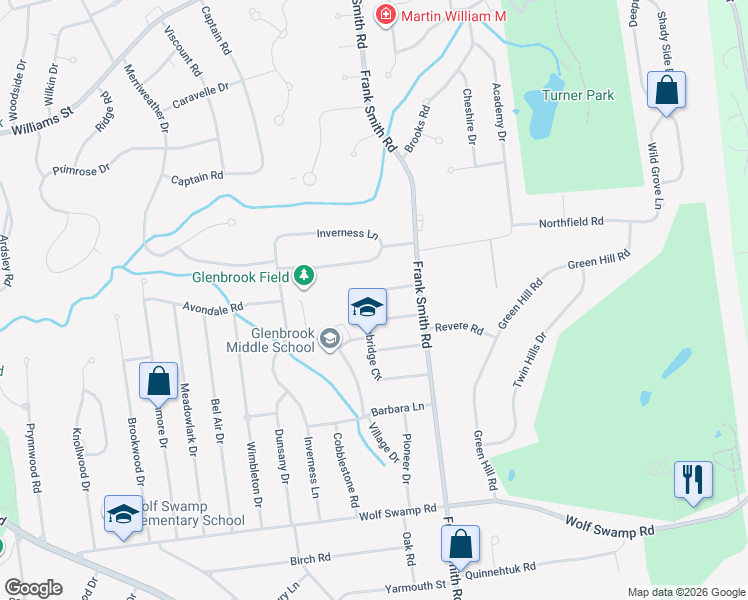 map of restaurants, bars, coffee shops, grocery stores, and more near 52 Wellesley Drive in Longmeadow