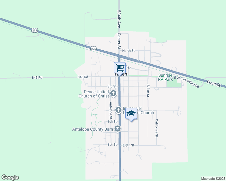 map of restaurants, bars, coffee shops, grocery stores, and more near 100-102 4th Street in Tilden