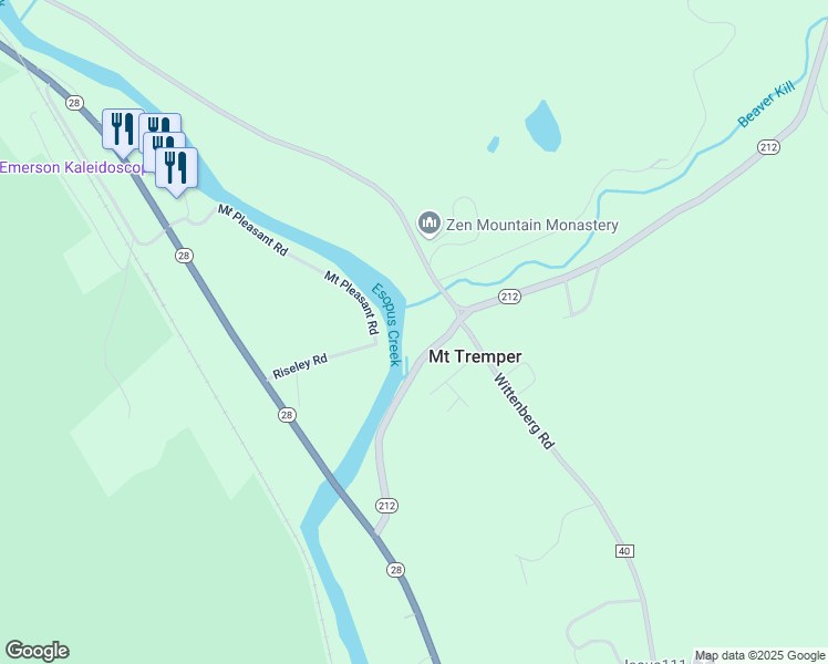 map of restaurants, bars, coffee shops, grocery stores, and more near 16 Mount Pleasant Road in Mount Tremper