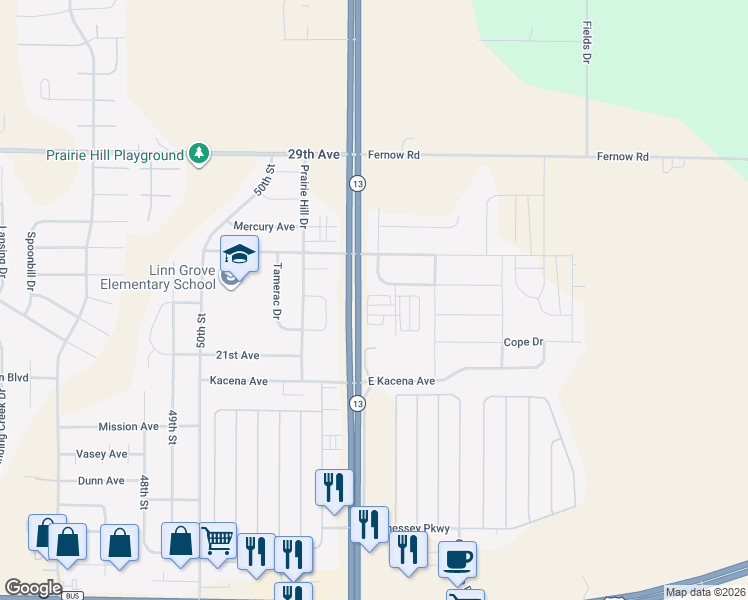 map of restaurants, bars, coffee shops, grocery stores, and more near 2274 Bison Street in Marion