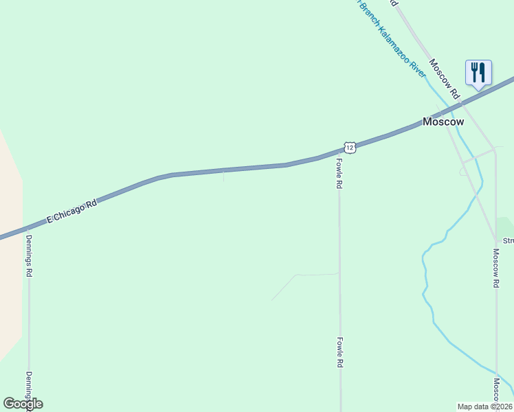 map of restaurants, bars, coffee shops, grocery stores, and more near 6771 East Chicago Road in Jonesville