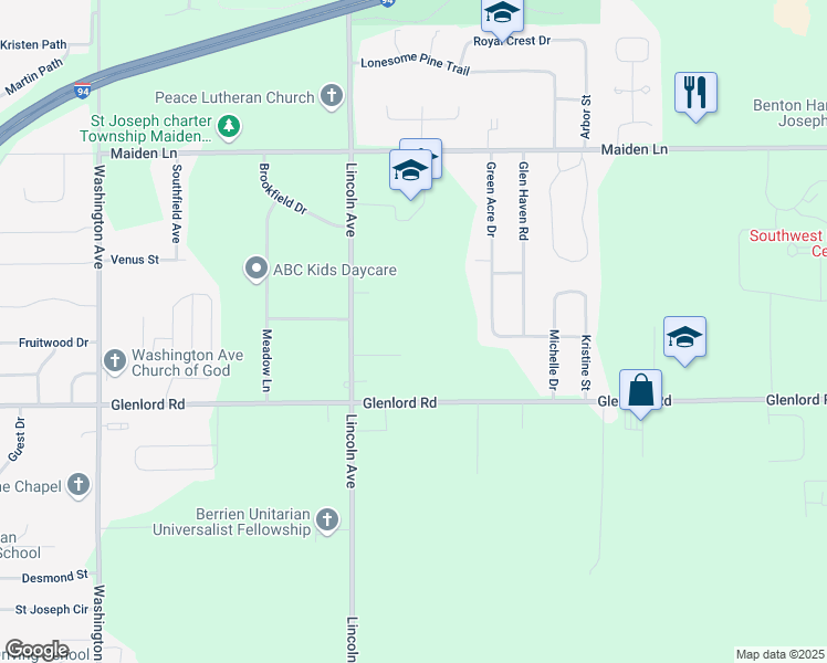 map of restaurants, bars, coffee shops, grocery stores, and more near 3995 Lincoln Avenue in St. Joseph