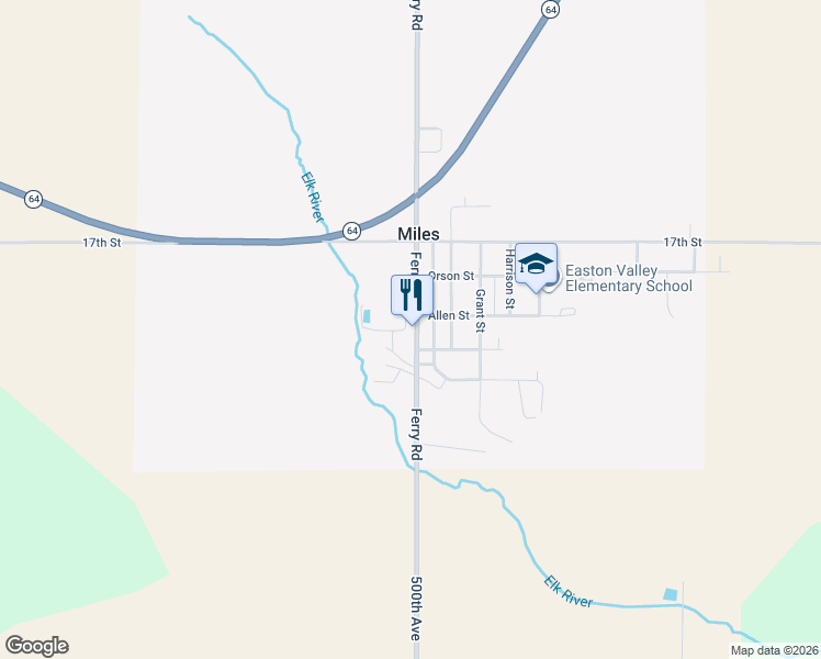 map of restaurants, bars, coffee shops, grocery stores, and more near 342 Ferry Road in Miles