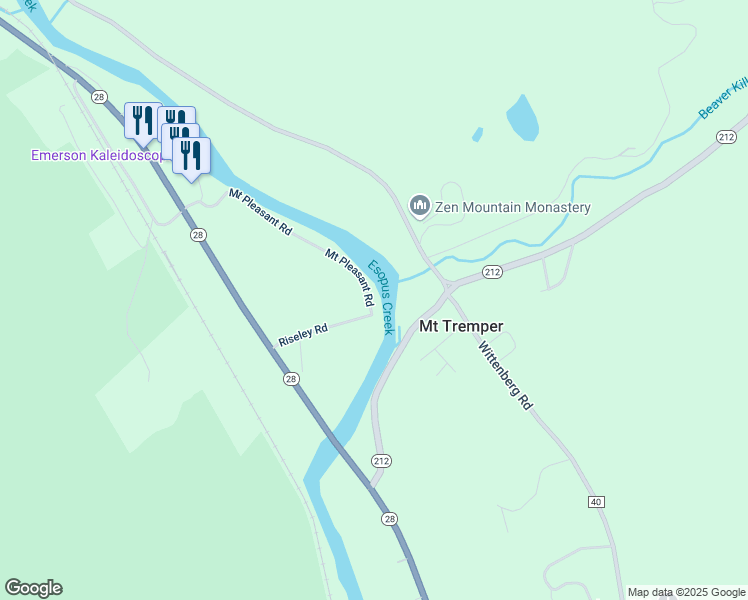 map of restaurants, bars, coffee shops, grocery stores, and more near 16 Mount Pleasant Road in Mount Tremper