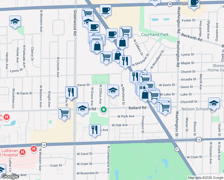 map of restaurants, bars, coffee shops, grocery stores, and more near 9045 North Cumberland Avenue in Niles