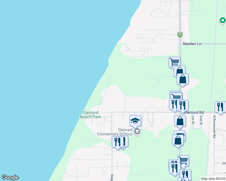 map of restaurants, bars, coffee shops, grocery stores, and more near 3975 Lake Forest Path in Stevensville
