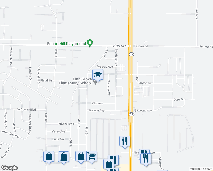 map of restaurants, bars, coffee shops, grocery stores, and more near 2380 Tamerac Drive in Marion