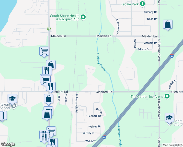 map of restaurants, bars, coffee shops, grocery stores, and more near 3971 Reinhardt Drive in Stevensville