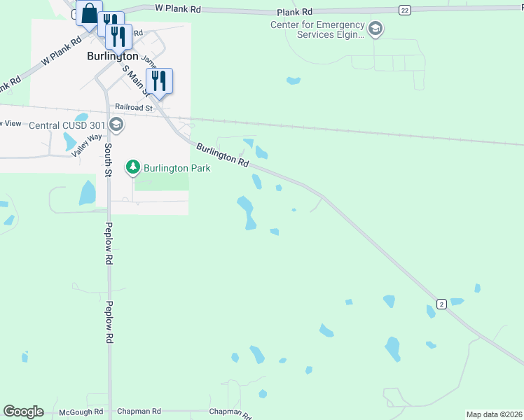 map of restaurants, bars, coffee shops, grocery stores, and more near in Burlington