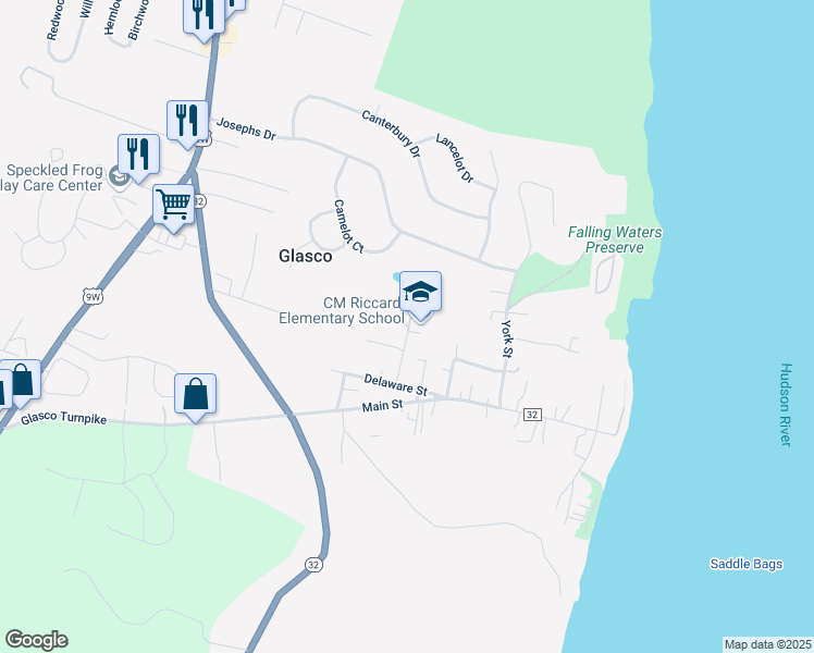 map of restaurants, bars, coffee shops, grocery stores, and more near 70 Plenty Street in Saugerties
