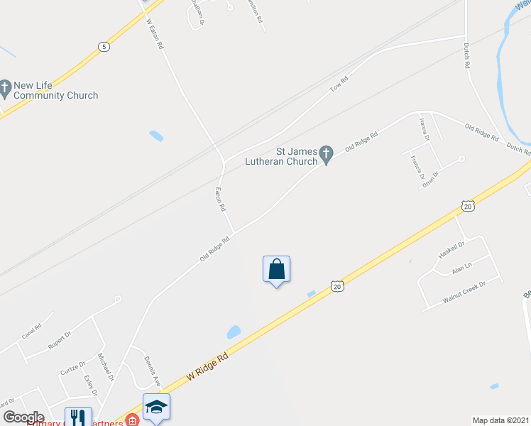 map of restaurants, bars, coffee shops, grocery stores, and more near 6959 Old Ridge Road in Fairview