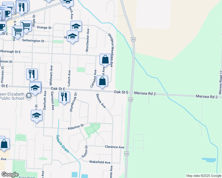 map of restaurants, bars, coffee shops, grocery stores, and more near 19 B Sturgeon Meadows Avenue in Essex County