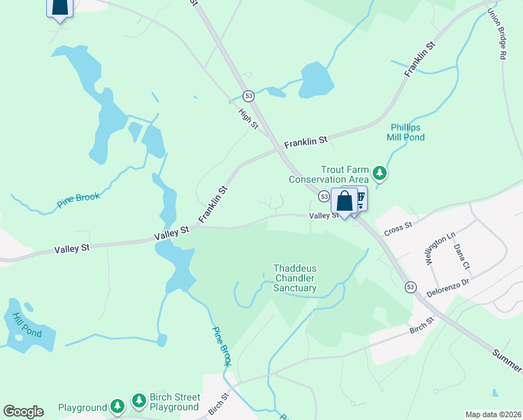 map of restaurants, bars, coffee shops, grocery stores, and more near 94 Valley Street in Duxbury