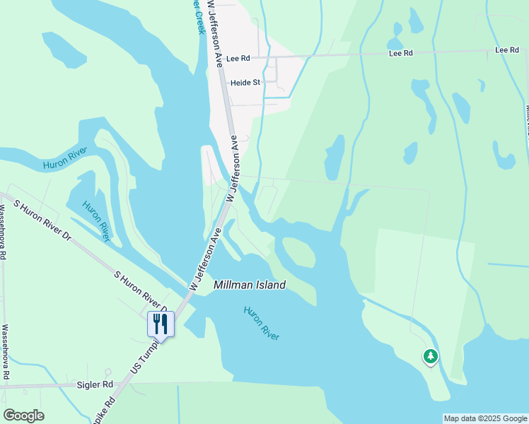 map of restaurants, bars, coffee shops, grocery stores, and more near 36020 East Canal Street in Rockwood