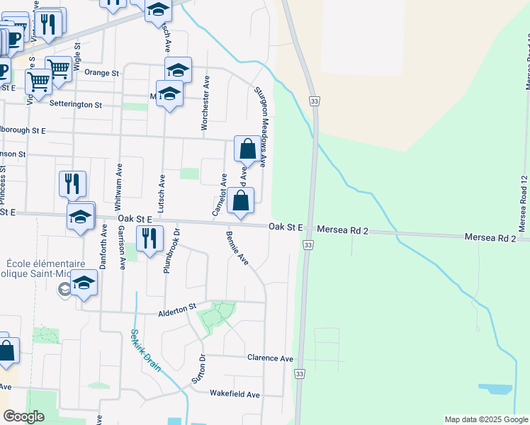 map of restaurants, bars, coffee shops, grocery stores, and more near 19 B Sturgeon Meadows Avenue in Essex County