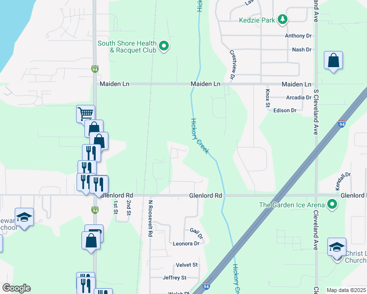 map of restaurants, bars, coffee shops, grocery stores, and more near 3971 Reinhardt Drive in Stevensville