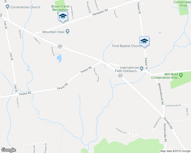 map of restaurants, bars, coffee shops, grocery stores, and more near 23 Deer Run Terrace in East Longmeadow