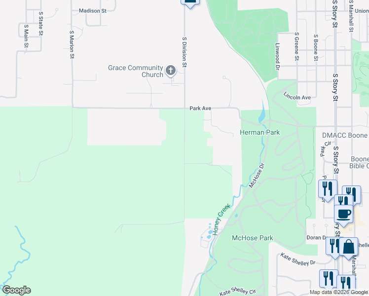 map of restaurants, bars, coffee shops, grocery stores, and more near 750 South Division Street in Boone
