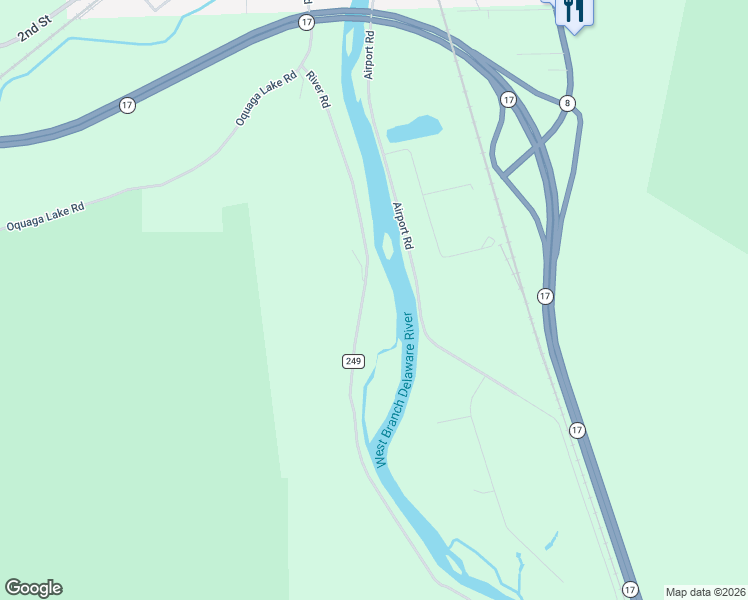 map of restaurants, bars, coffee shops, grocery stores, and more near 810 River Road in Deposit