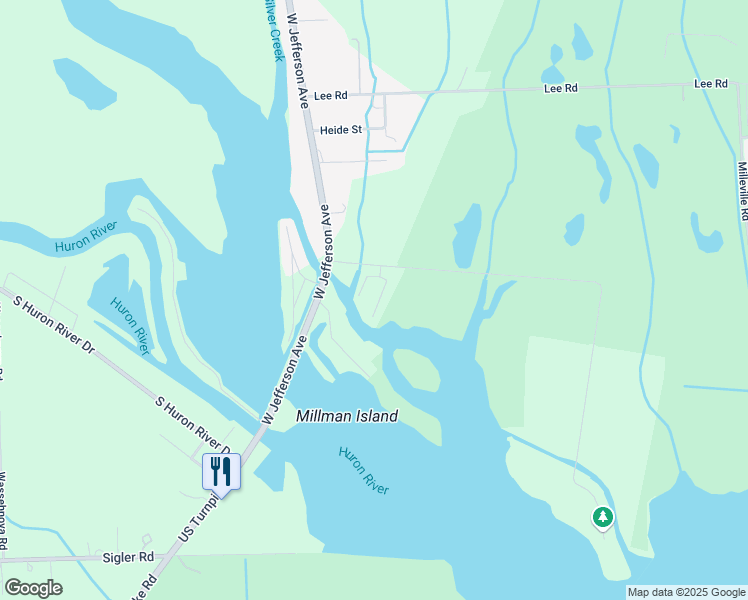 map of restaurants, bars, coffee shops, grocery stores, and more near 36020 East Canal Street in Rockwood