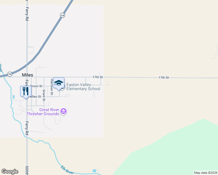 map of restaurants, bars, coffee shops, grocery stores, and more near Praire Drive in Miles