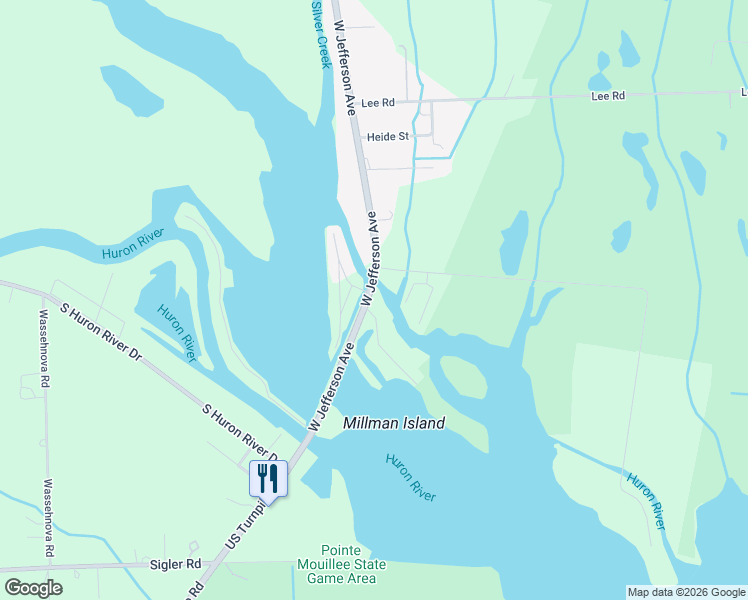 map of restaurants, bars, coffee shops, grocery stores, and more near 15754 Milliman Road in Brownstown Charter Township