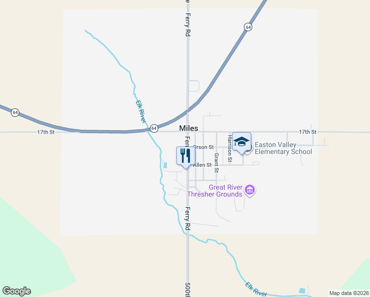 map of restaurants, bars, coffee shops, grocery stores, and more near 400-498 Ferry Road in Miles